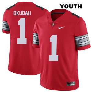 Youth NCAA Ohio State Buckeyes Jeffrey Okudah #1 College Stitched 2018 Spring Game Authentic Nike Red Football Jersey LJ20Y56TB